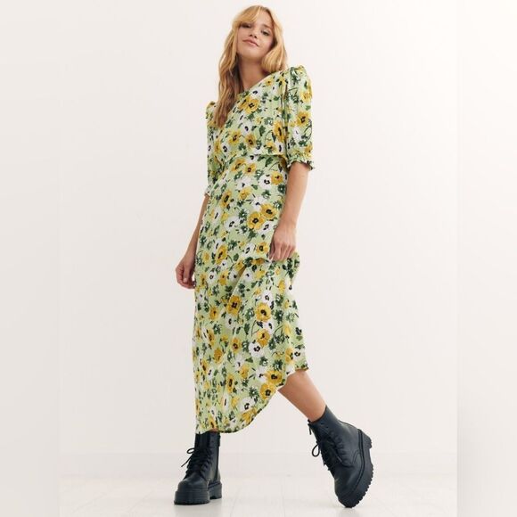 Nobody's Child LONDON Checkerboard Floral Midi Dress US6 EU38 - Picture 9 of 13